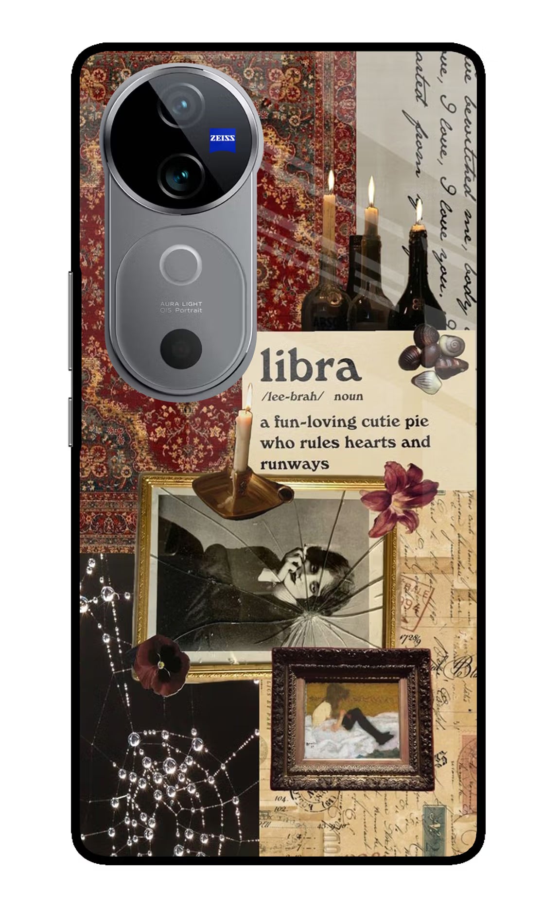 Libra Zodiac Vivo V40 5G Glass Case Back Cover by Casekaro
