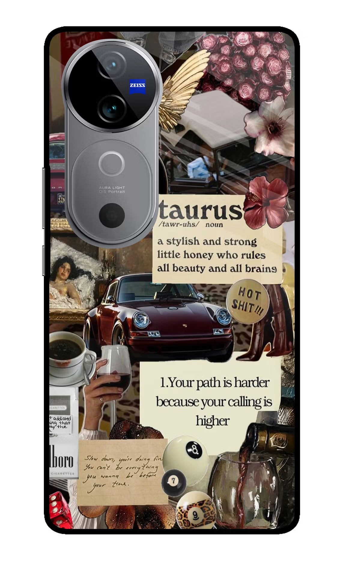 Taurus Zodiac Vivo V40 5G Glass Case Back Cover by Casekaro