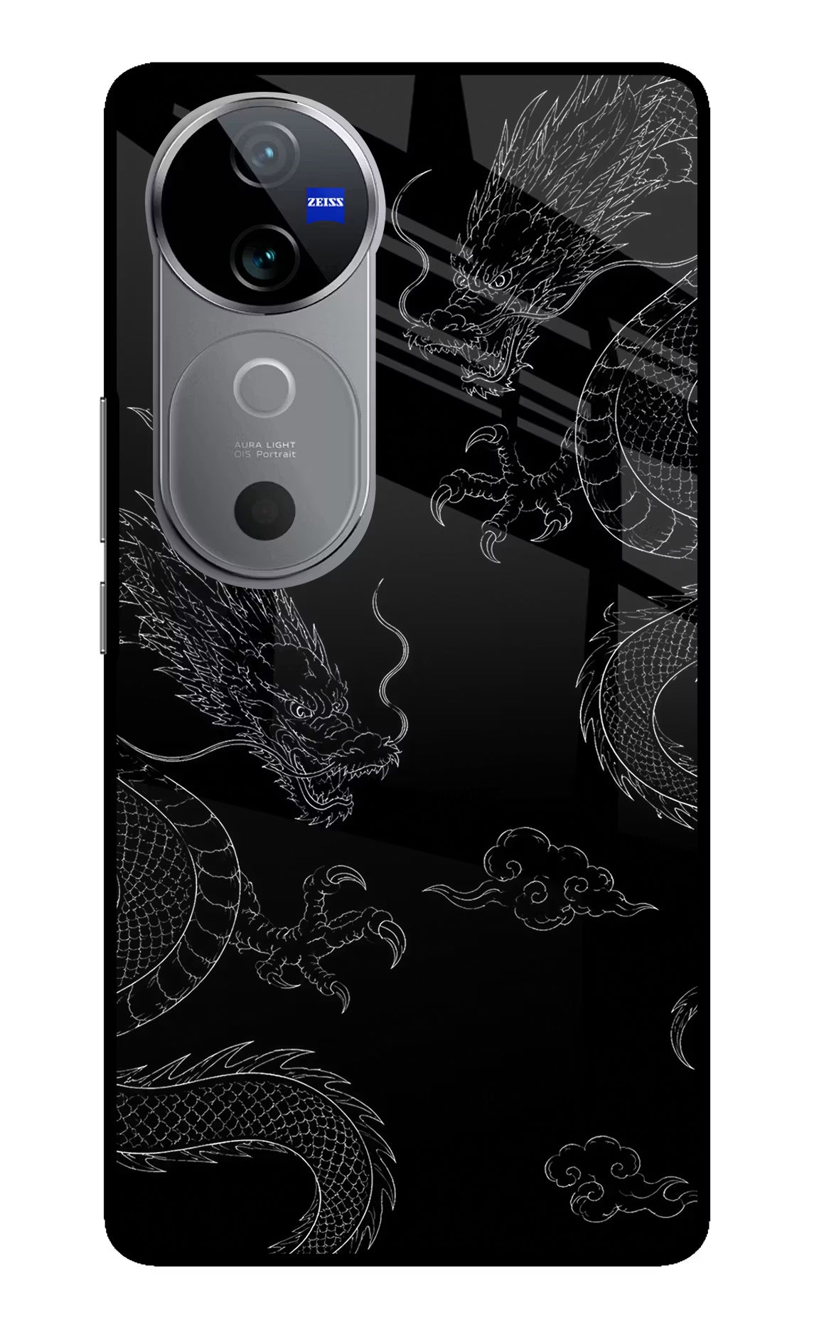 Twin Dragons Vivo V40 5G Glass Case Back Cover by Casekaro