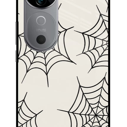 Spider Web Vivo V40 5G Glass Case Back Cover by Casekaro