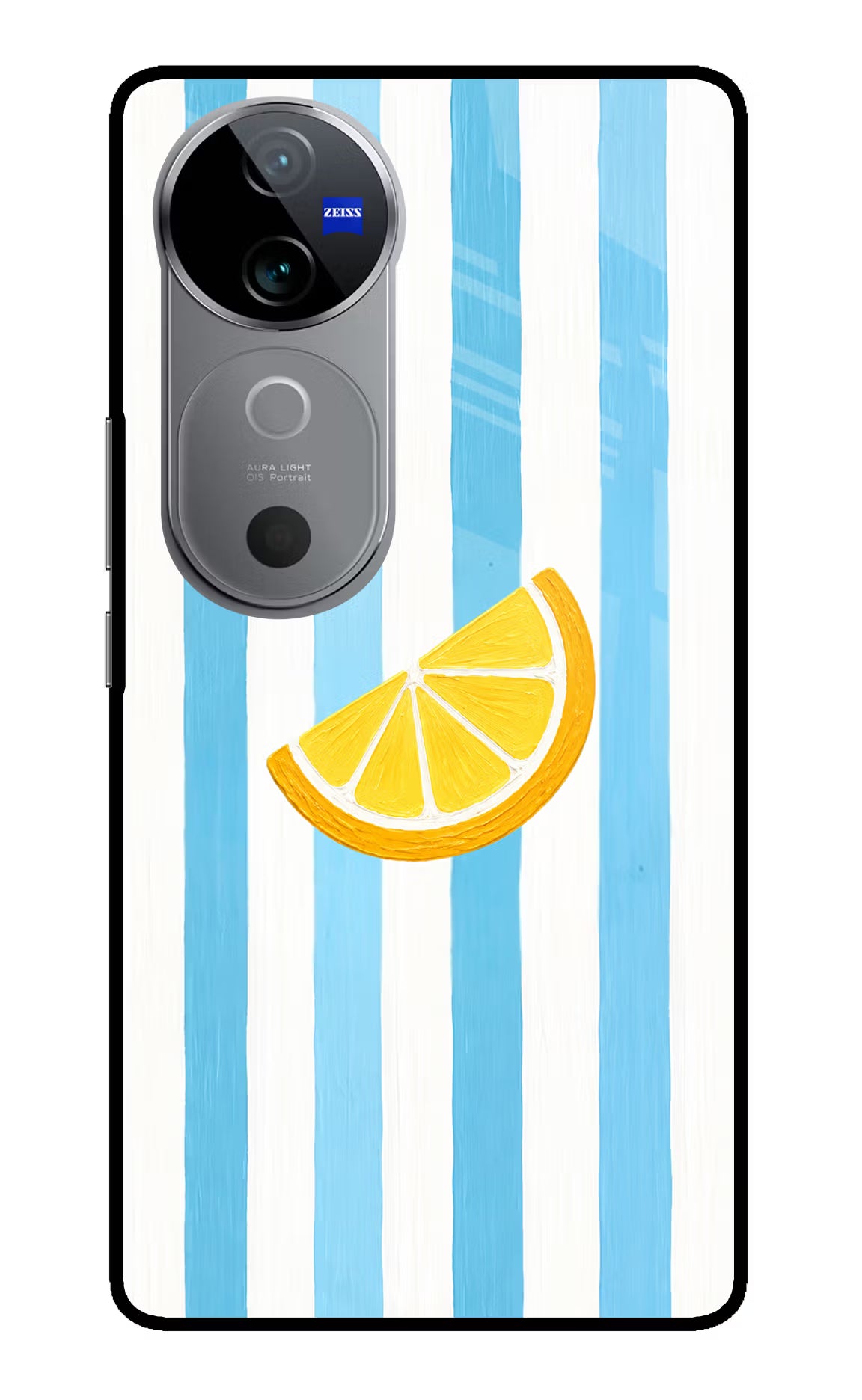 Summer Lemon Vivo V40 5G Glass Case Back Cover by Casekaro