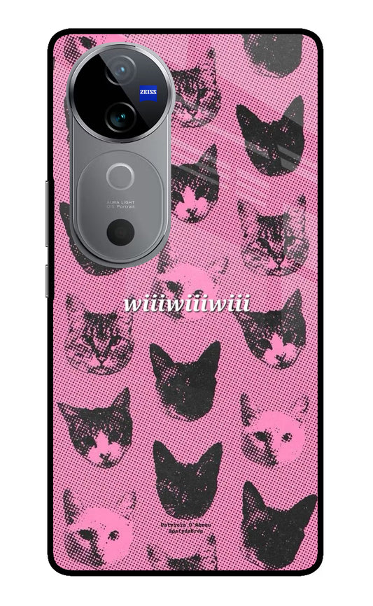 Pink Cats Vivo V40 5G Glass Case