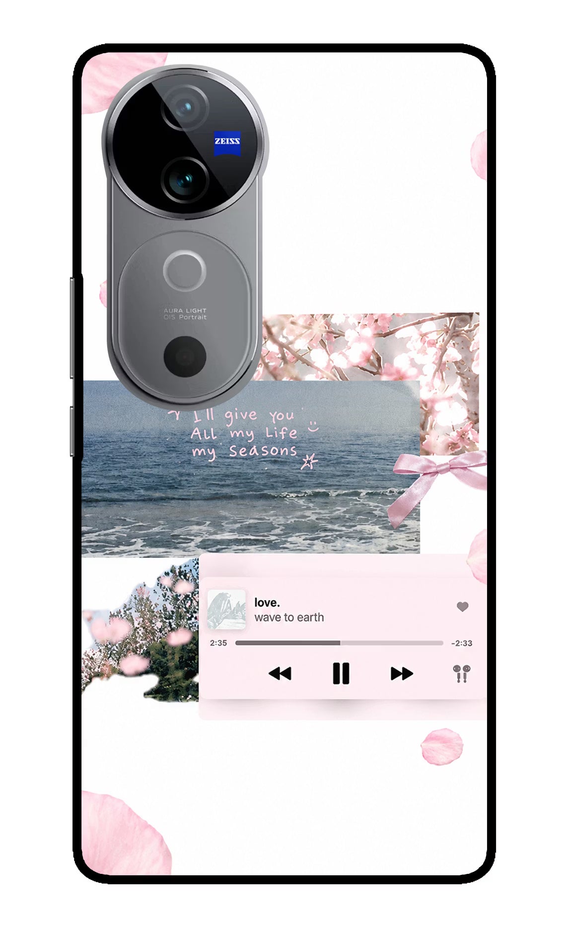 Wave to earth Vivo V40 5G Glass Case Back Cover by Casekaro