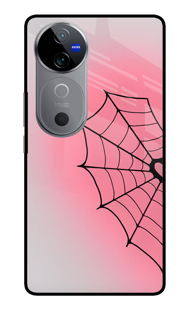 Pink Web Vivo V40 5G Glass Case