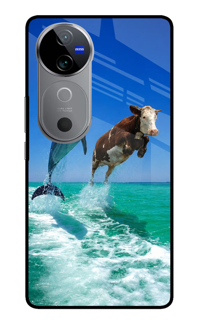 Dolphin vs Cow Vivo V40 5G Glass Case