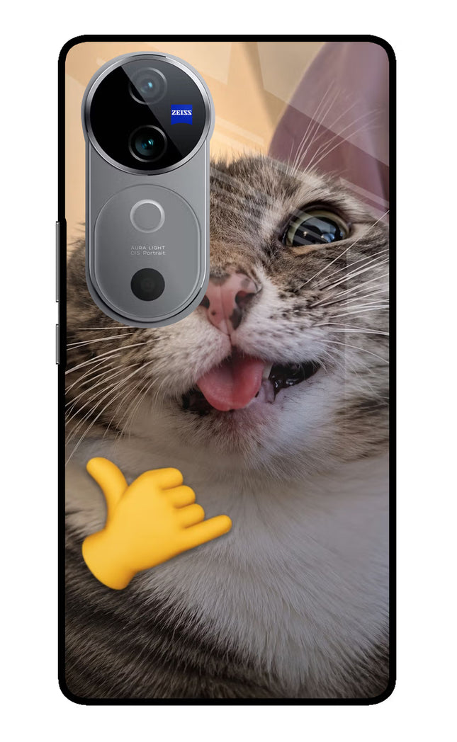 Silly Cat Call Vivo V40 5G Glass Case
