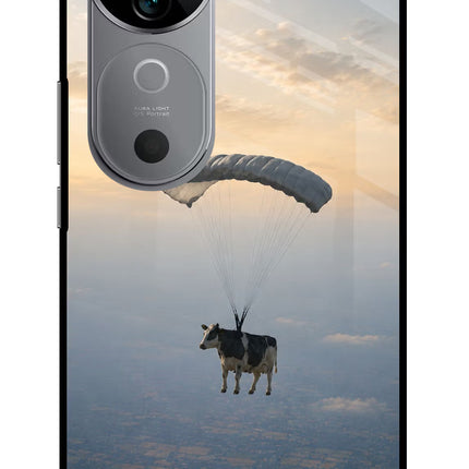 Skydiving Cow Vivo V40 5G Glass Case