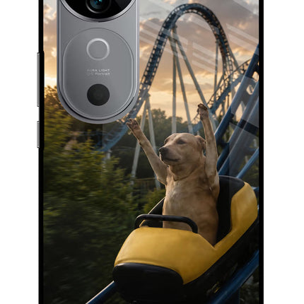 Rollercoaster Dog Vivo V40 5G Glass Case
