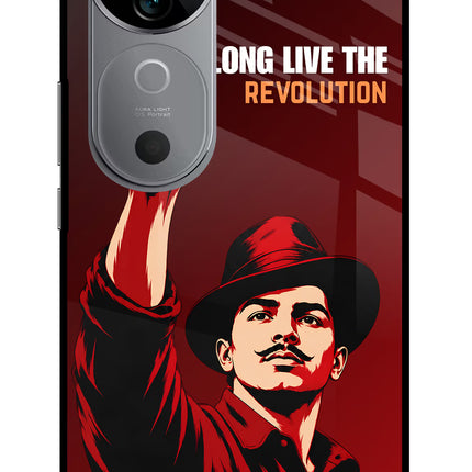 Bhagat Singh Revolution Vivo V40 5G Glass Case Back Cover by Casekaro