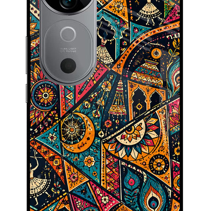 Folk Print Vivo V40 5G Glass Case