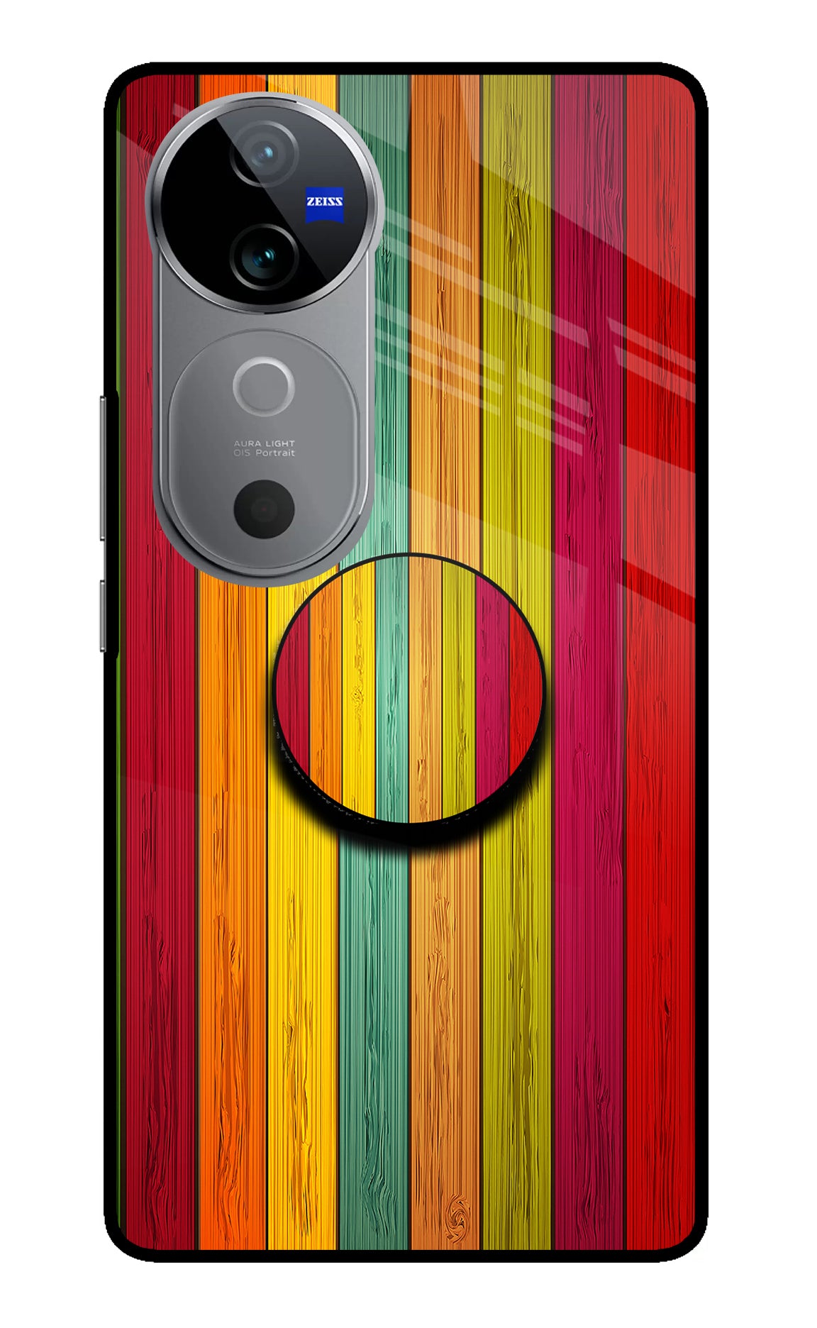 Multicolor Wooden Vivo V40 5G Pop Case