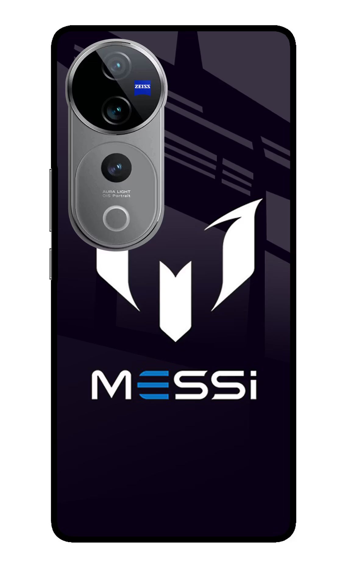 Messi Logo Vivo V40 Pro 5G Glass Case Back Cover by Casekaro