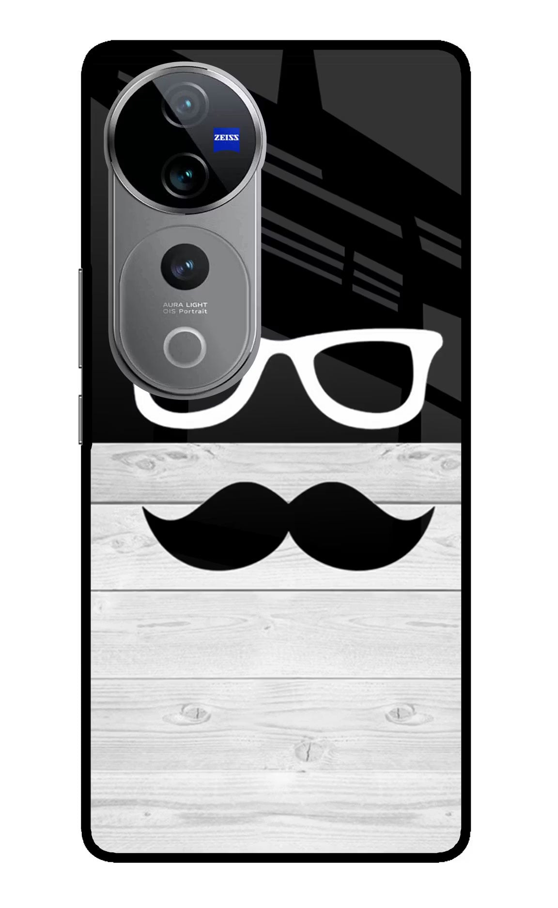 Mustache Vivo V40 Pro 5G Glass Case Back Cover by Casekaro