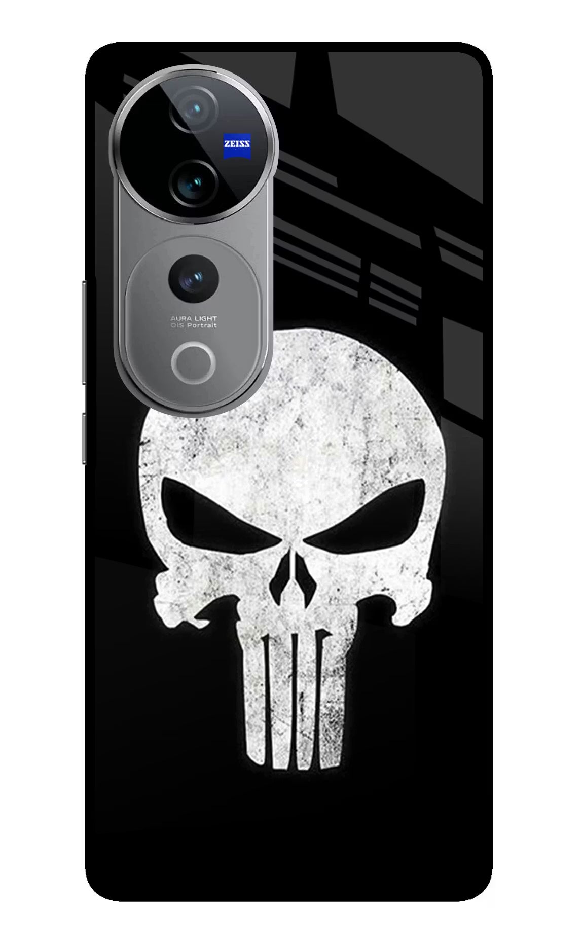 Punisher Skull Vivo V40 Pro 5G Glass Case Back Cover by Casekaro