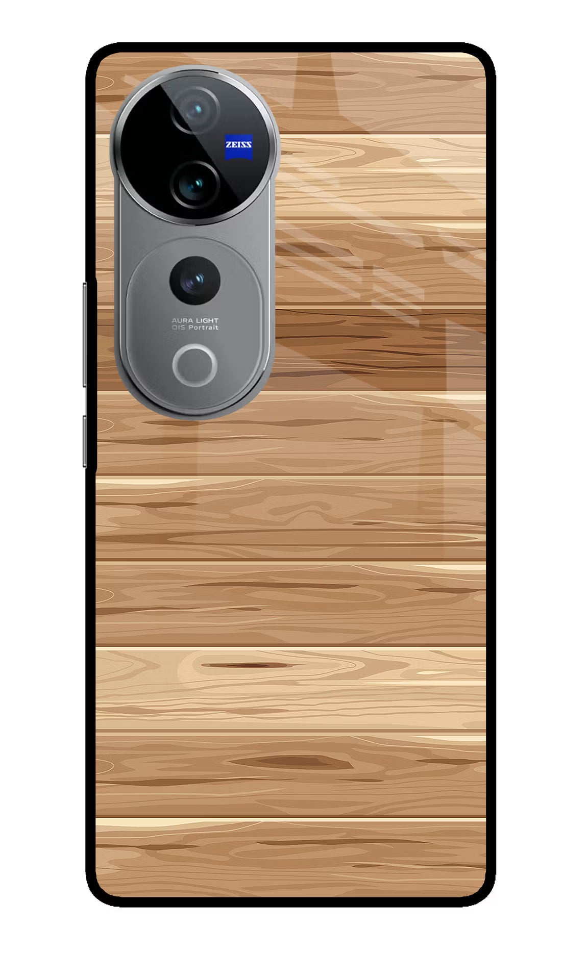 Wooden Vector Vivo V40 Pro 5G Glass Case Back Cover by Casekaro