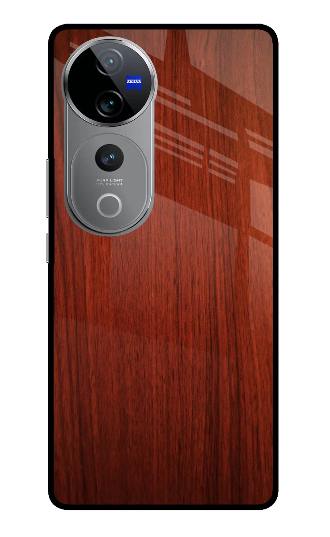 Wooden Plain Pattern Vivo V40 Pro 5G Glass Case Back Cover by Casekaro