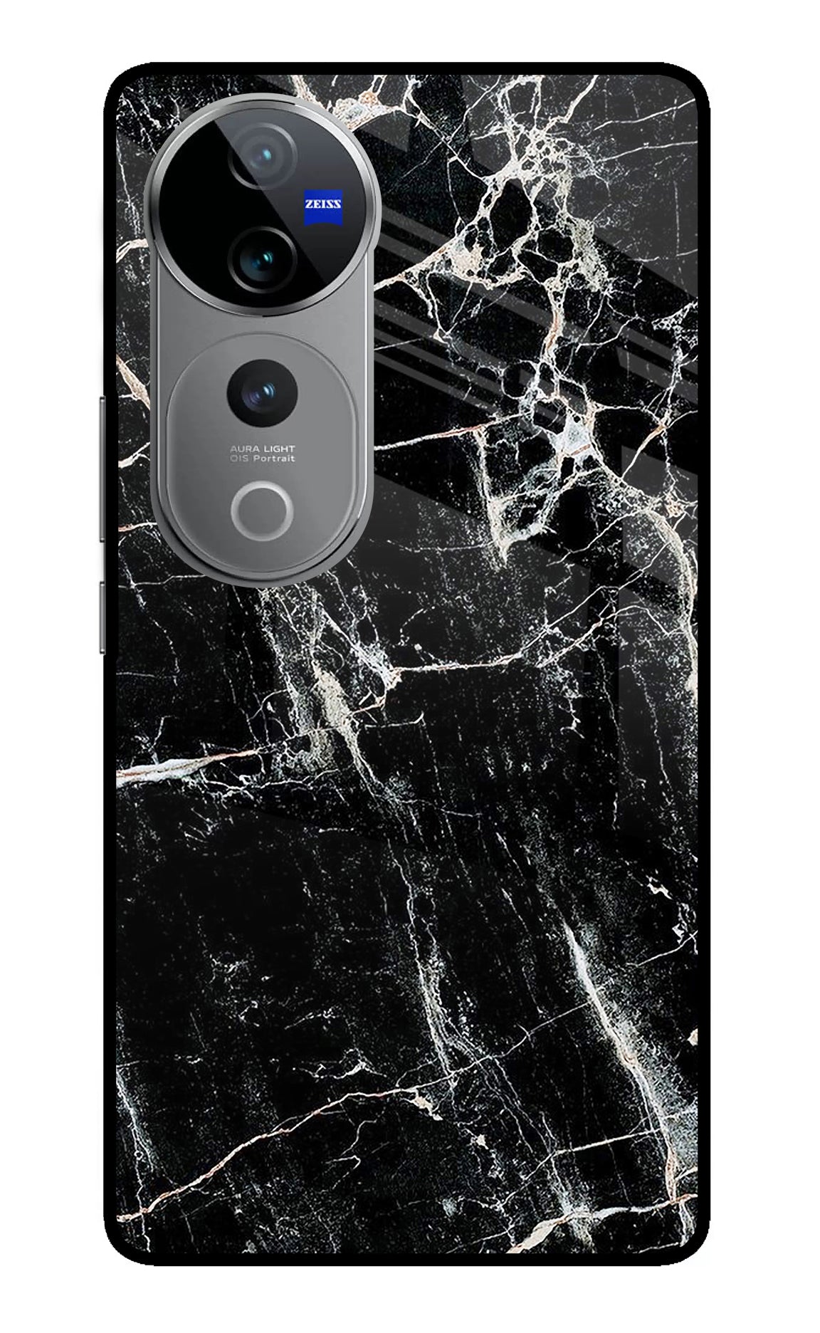 Black Marble Texture Vivo V40 Pro 5G Glass Case