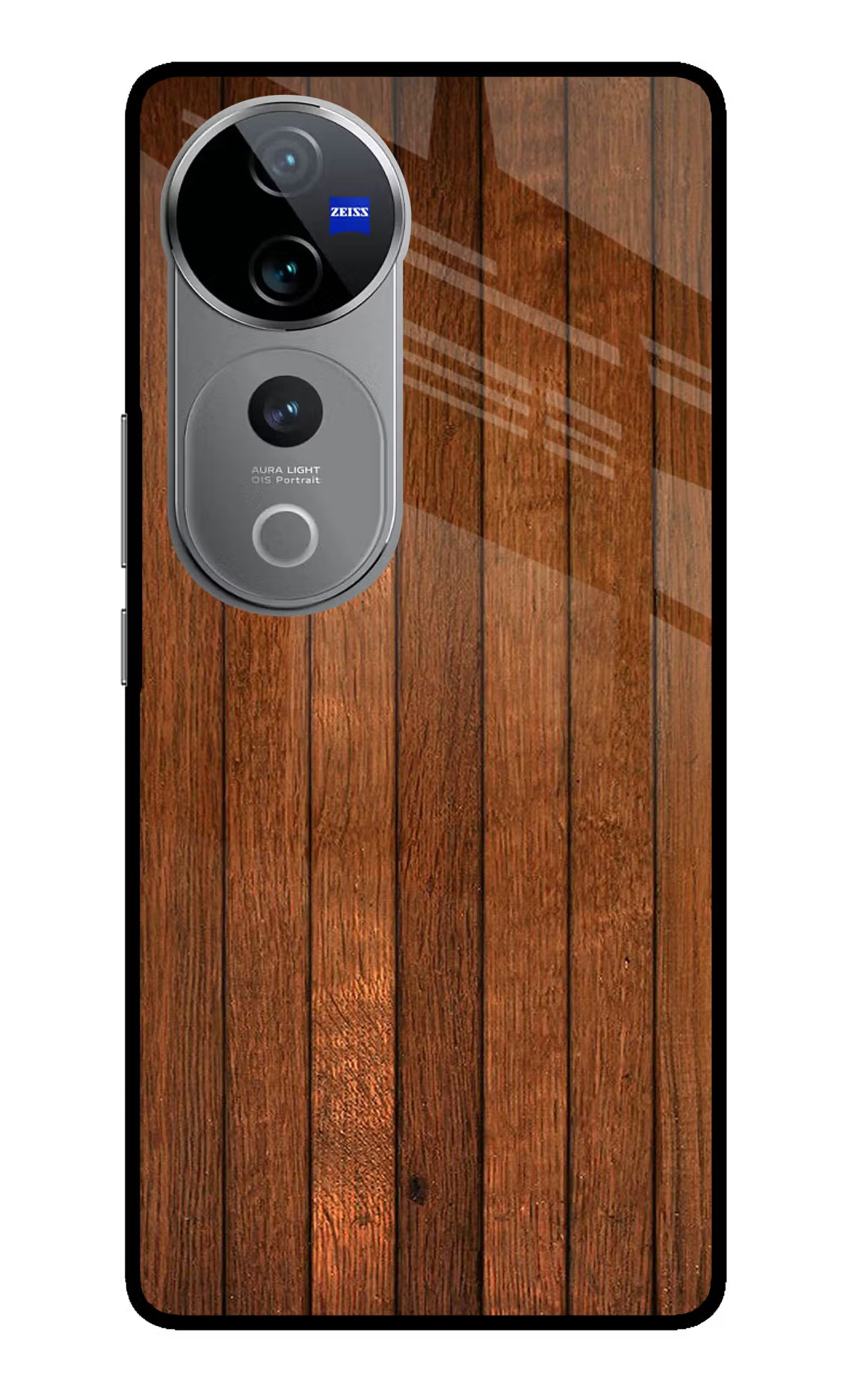 Wooden Artwork Bands Vivo V40 Pro 5G Glass Case Back Cover by Casekaro