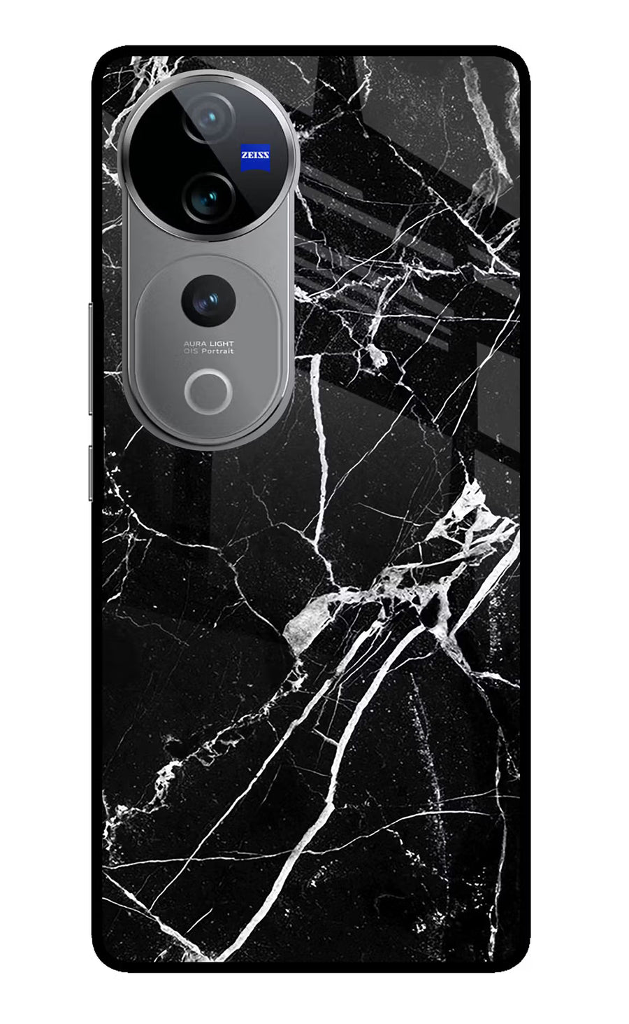Black Marble Pattern Vivo V40 Pro 5G Back Cover, Glass case