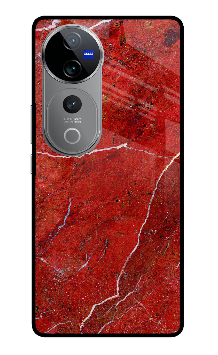 Red Marble Design Vivo V40 Pro 5G Back Cover, Glass case