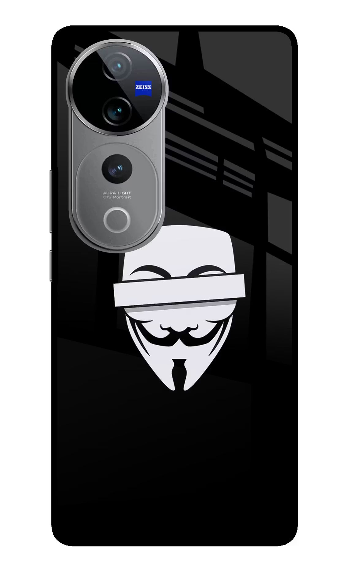 Anonymous Face Vivo V40 Pro 5G Glass Case Back Cover by Casekaro