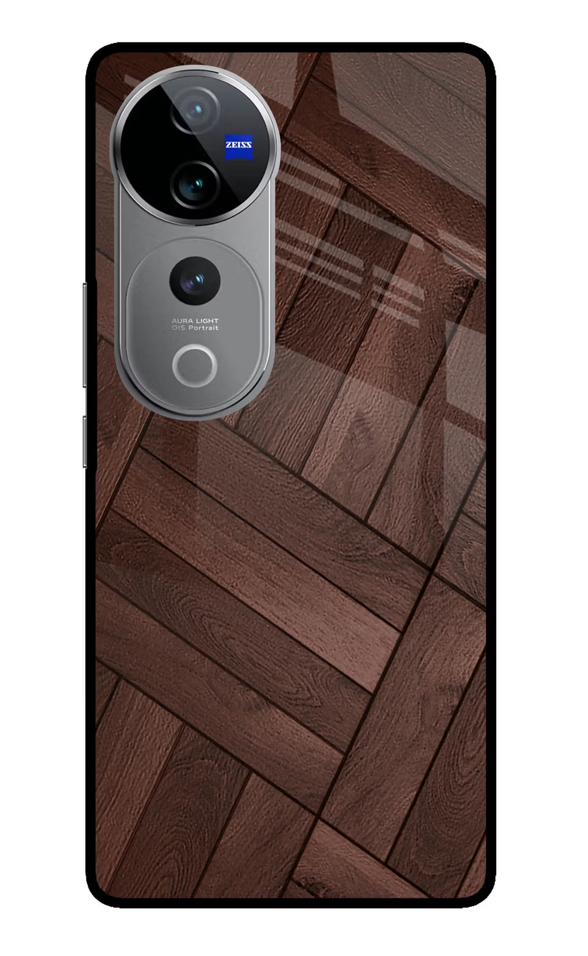 Wooden Texture Design Vivo V40 Pro 5G Glass Case Back Cover by Casekaro