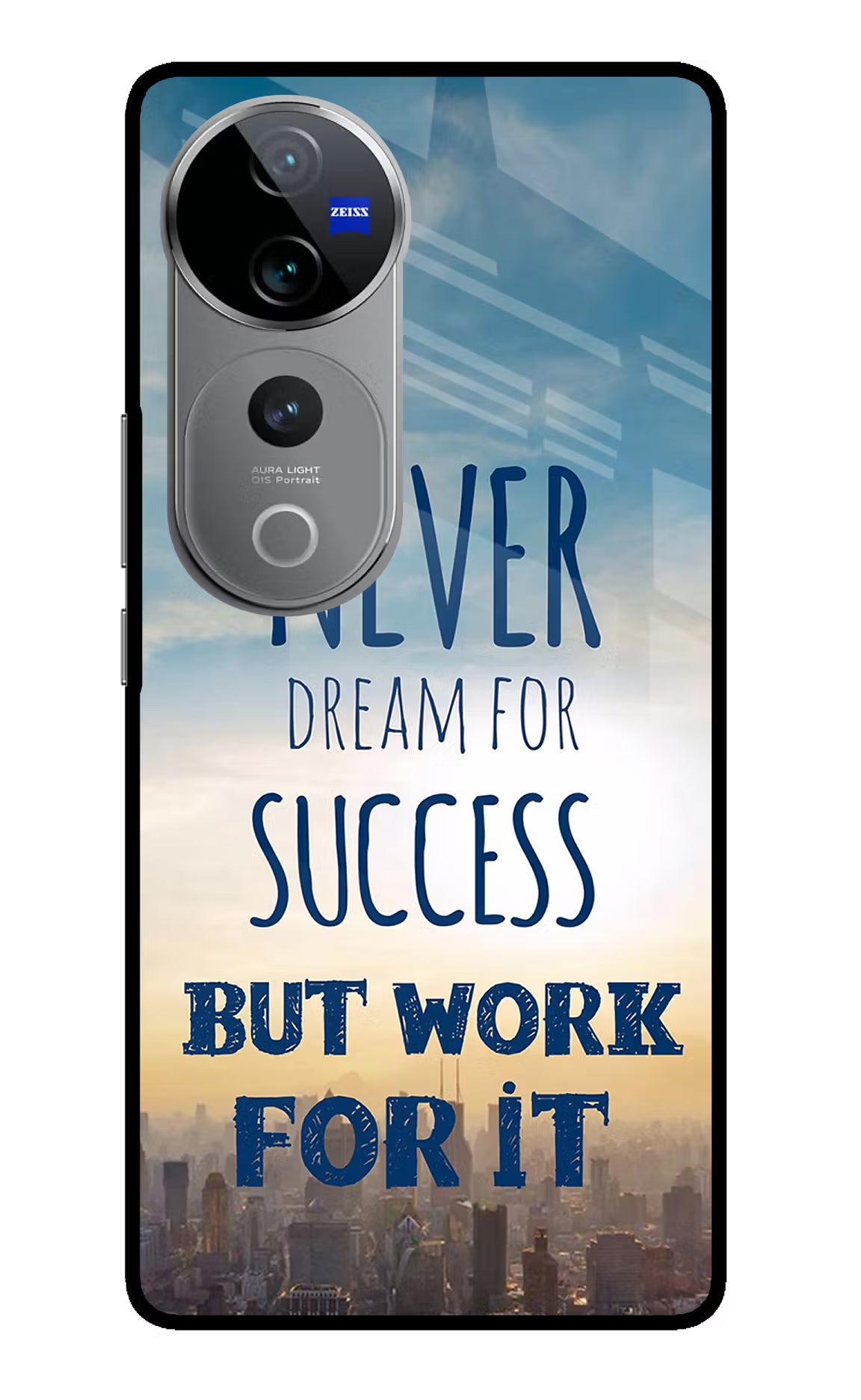 Never Dream For Success But Work For It Vivo V40 Pro 5G Glass Case Back Cover by Casekaro