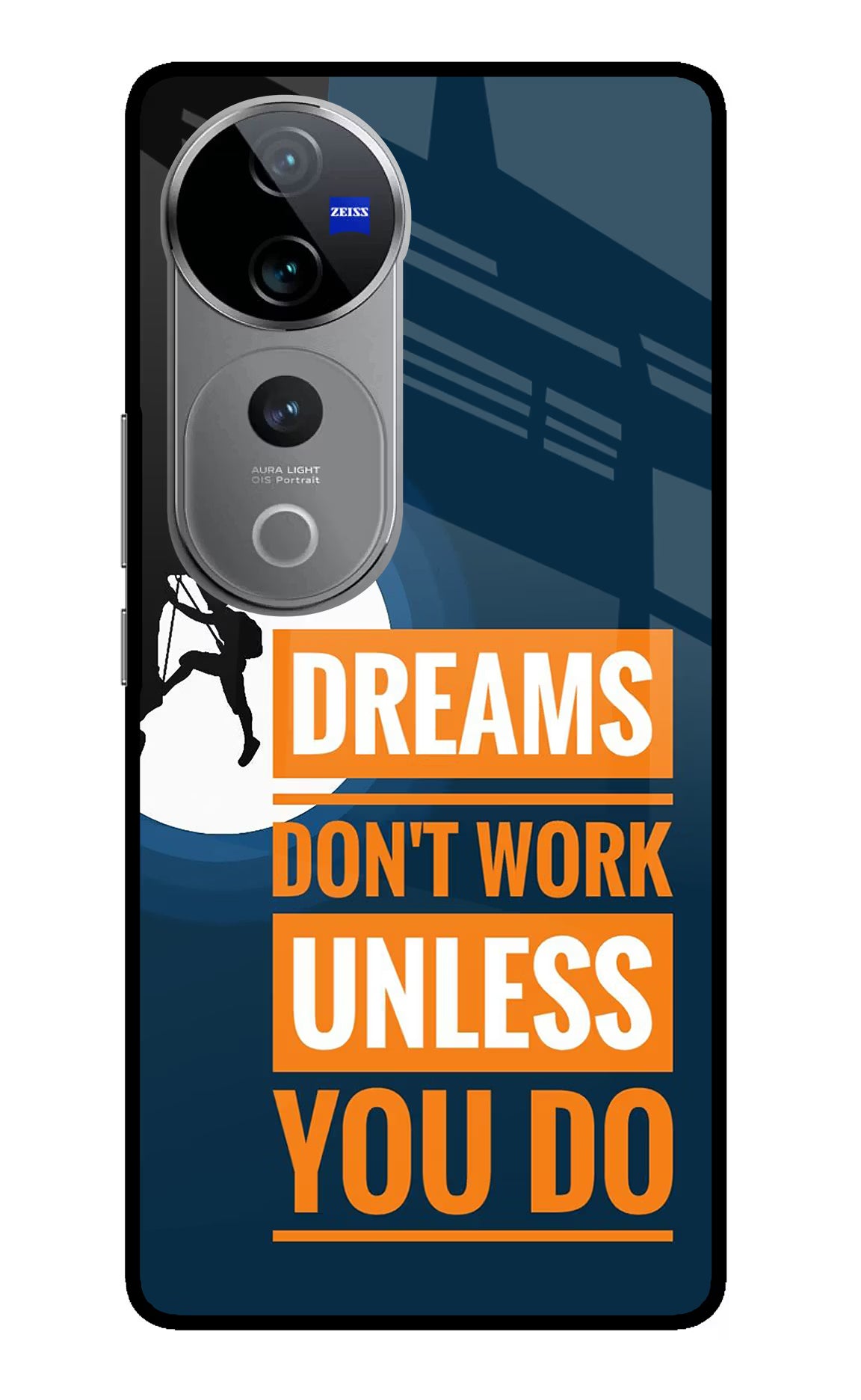Dreams Don’T Work Unless You Do Vivo V40 Pro 5G Glass Case Back Cover by Casekaro
