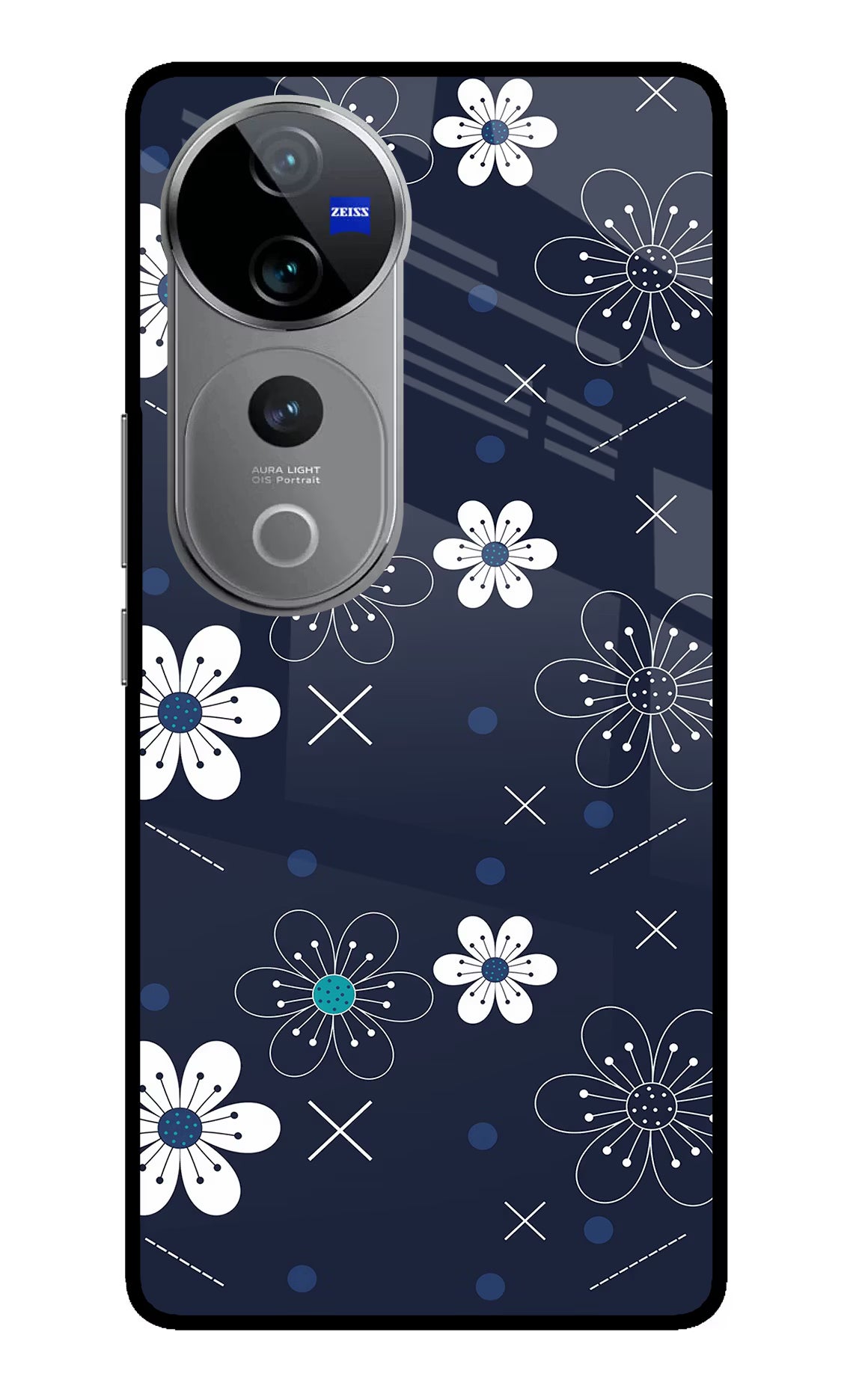 Flowers Vivo V40 Pro 5G Glass Case Back Cover by Casekaro