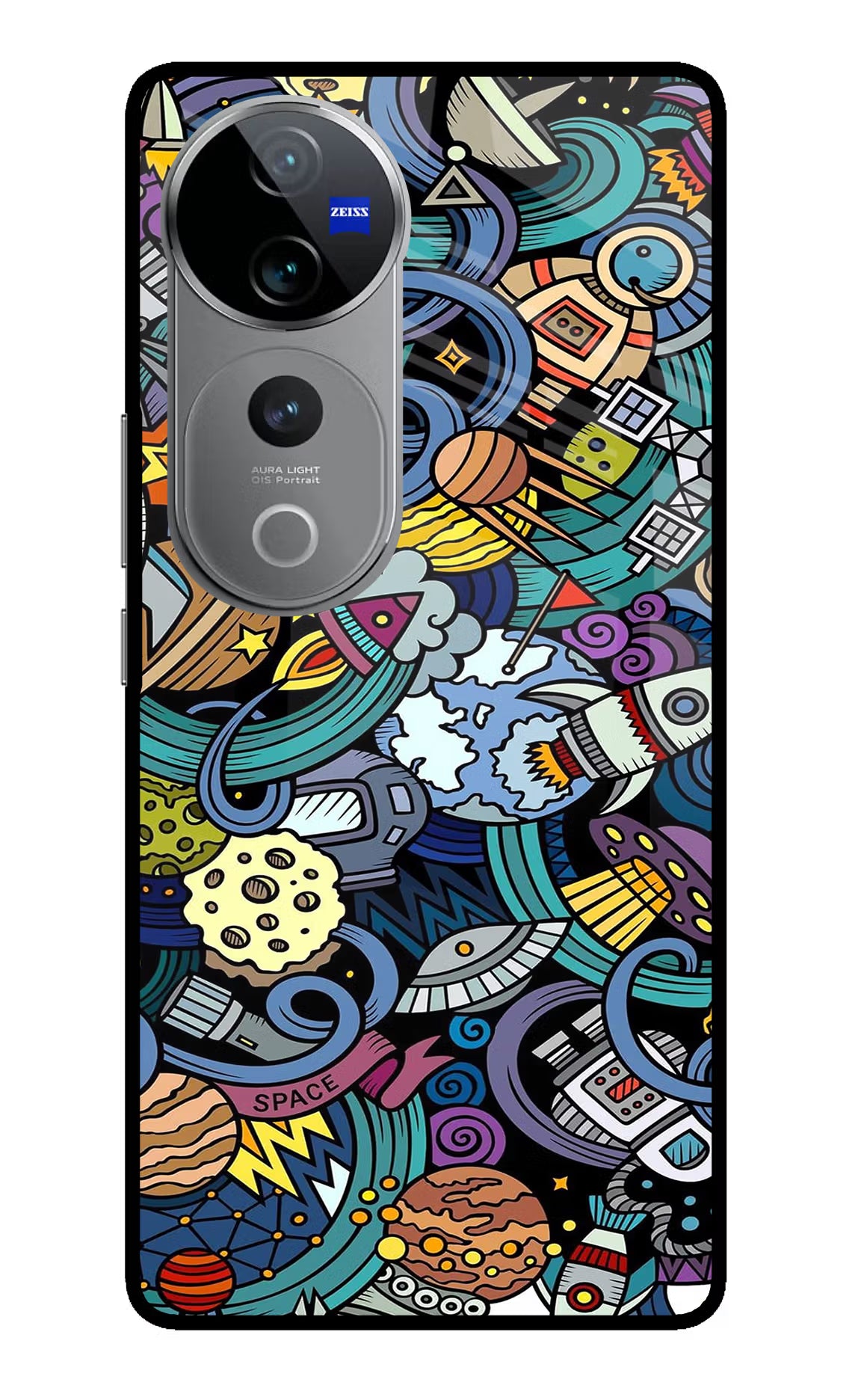 Space Abstract Vivo V40 Pro 5G Glass Case Back Cover by Casekaro