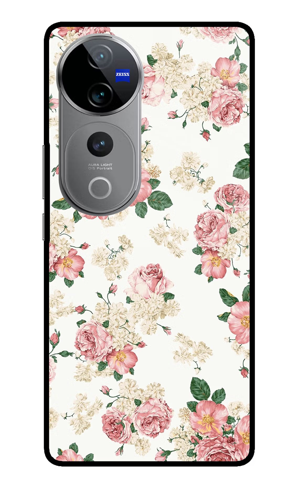 Flowers Vivo V40 Pro 5G Glass Case Back Cover by Casekaro