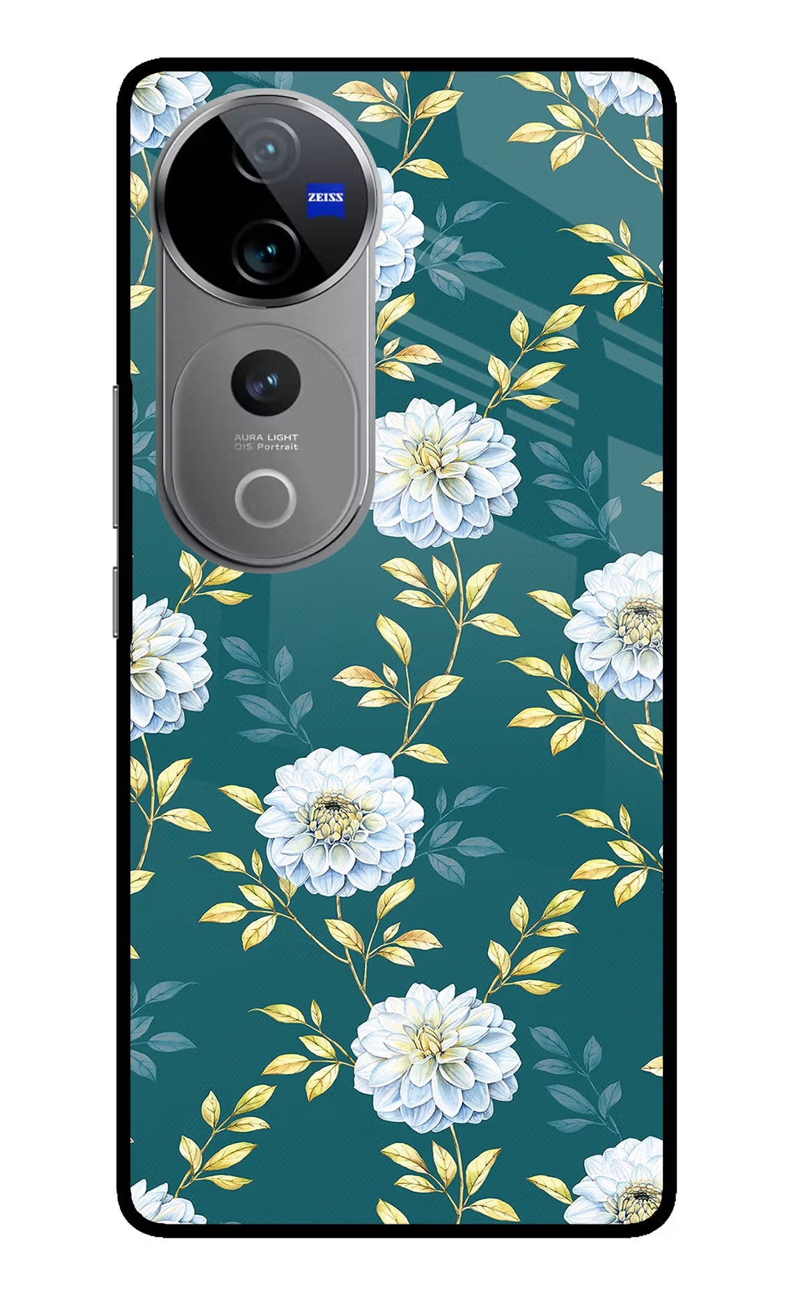 Flowers Vivo V40 Pro 5G Glass Case Back Cover by Casekaro