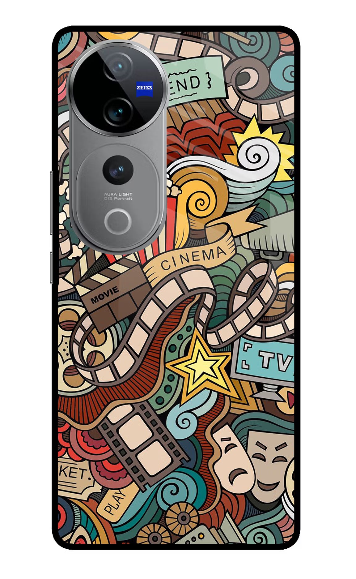 Cinema Abstract Vivo V40 Pro 5G Glass Case Back Cover by Casekaro