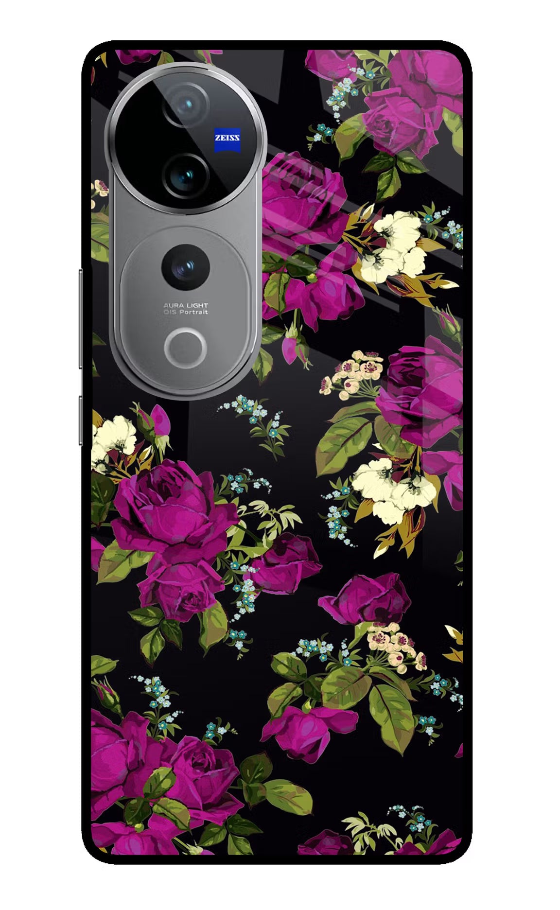 Flowers Vivo V40 Pro 5G Glass Case Back Cover by Casekaro