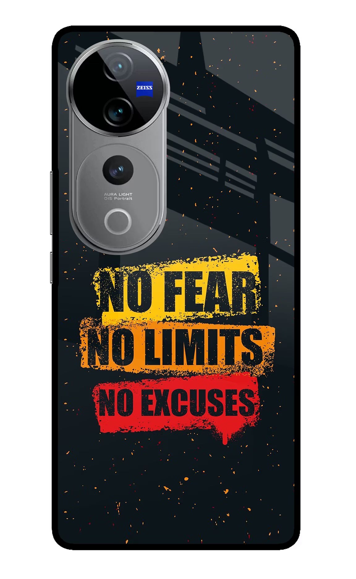 No Fear No Limits No Excuse Vivo V40 Pro 5G Glass Case Back Cover by Casekaro