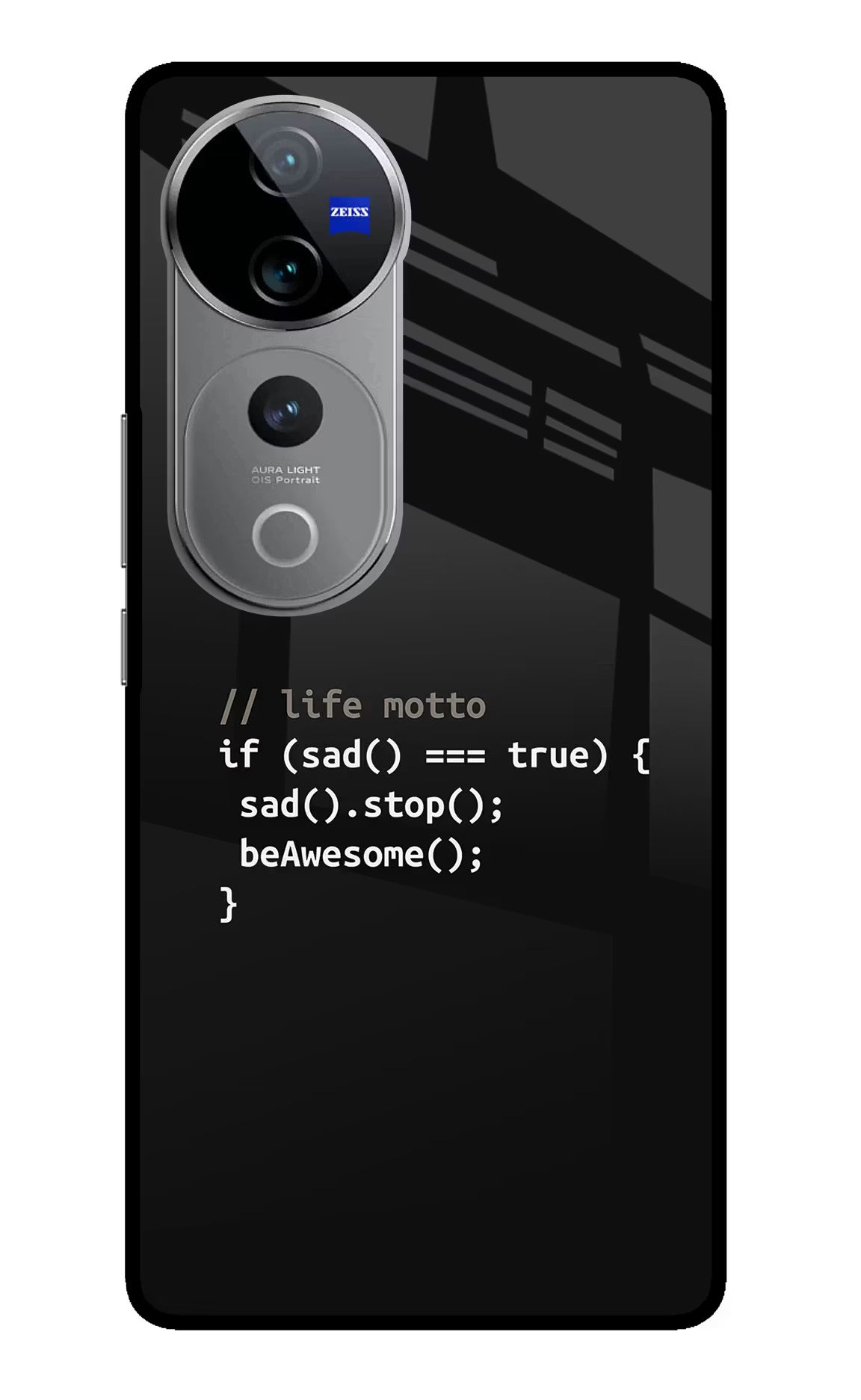 Life Motto Code Vivo V40 Pro 5G Glass Case Back Cover by Casekaro