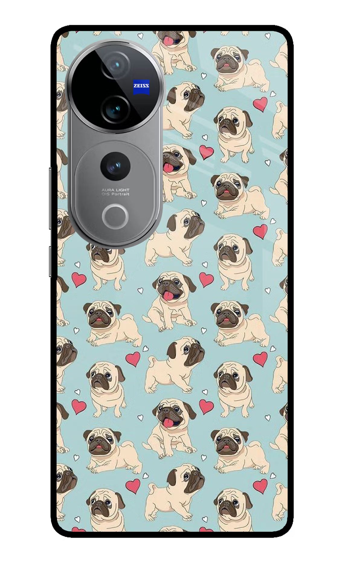 Pug Dog Vivo V40 Pro 5G Glass Case Back Cover by Casekaro