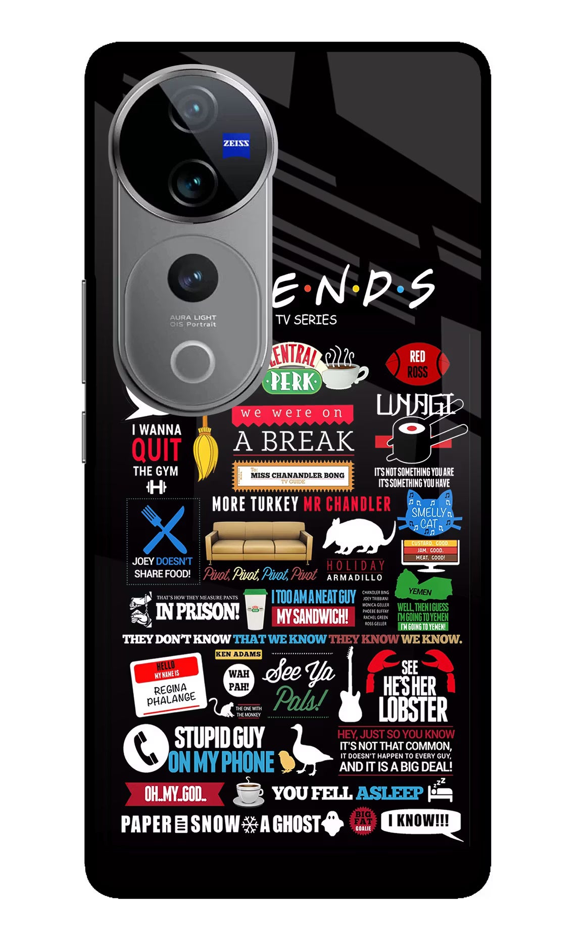 FRIENDS Vivo V40 Pro 5G Glass Case Back Cover by Casekaro