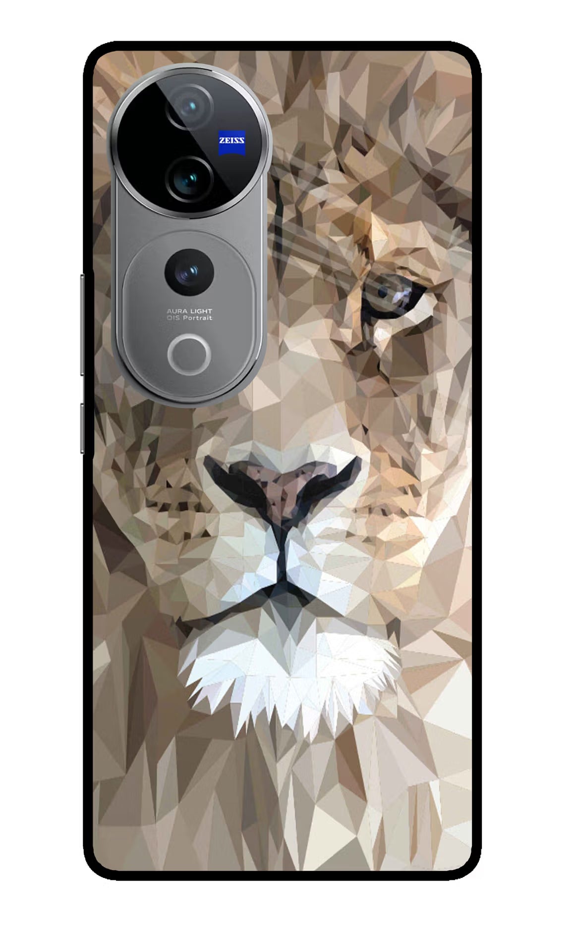Lion Art Vivo V40 Pro 5G Glass Case Back Cover by Casekaro