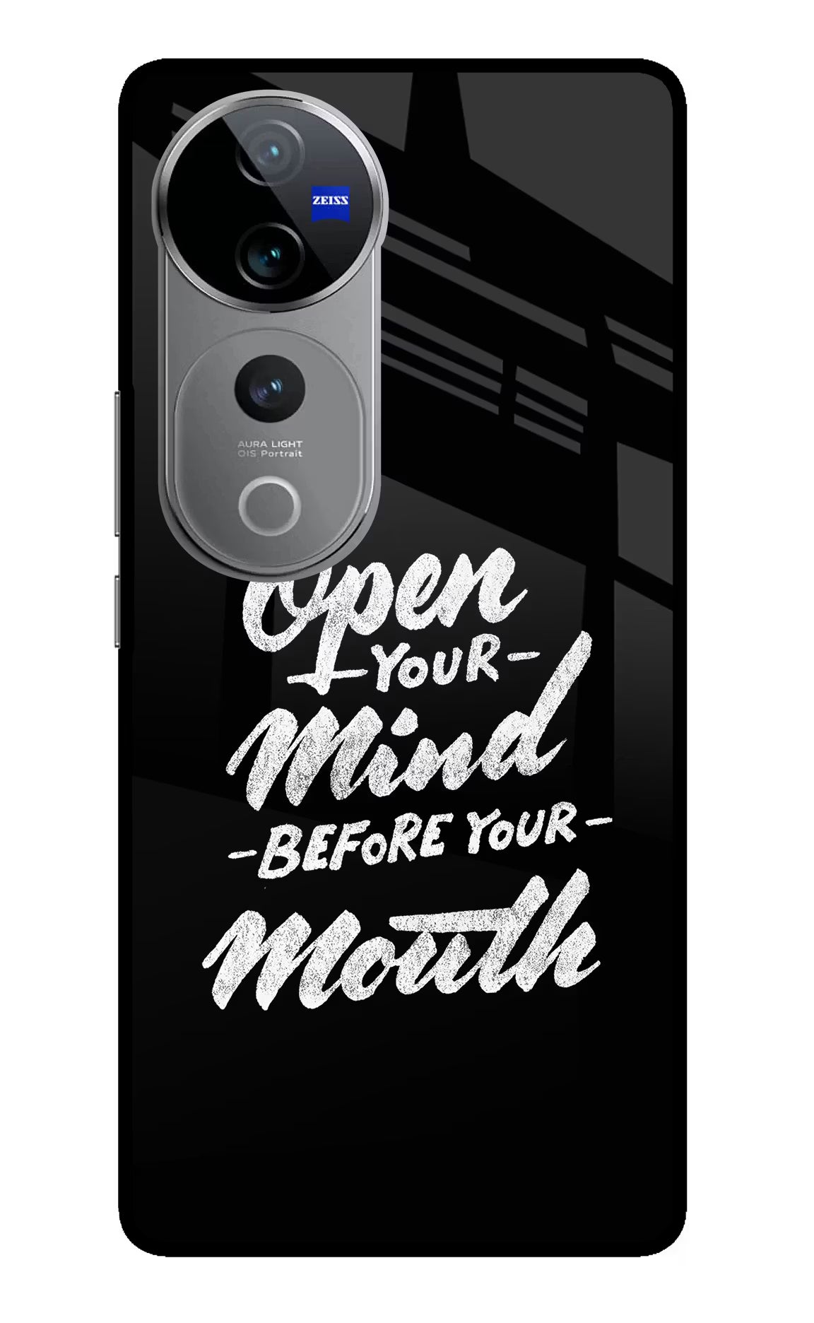 Open Your Mind Before Your Mouth Vivo V40 Pro 5G Glass Case Back Cover by Casekaro