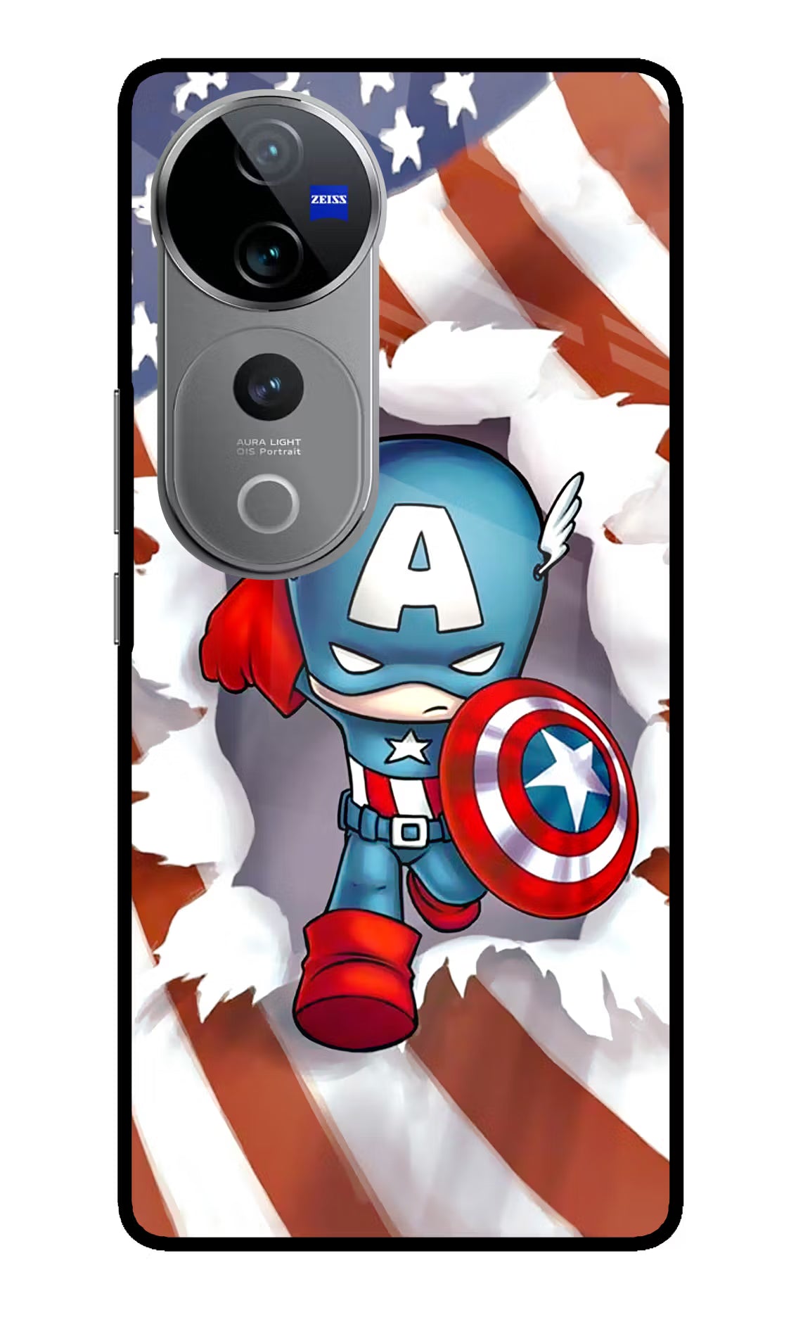 Captain America Vivo V40 Pro 5G Glass Case Back Cover by Casekaro