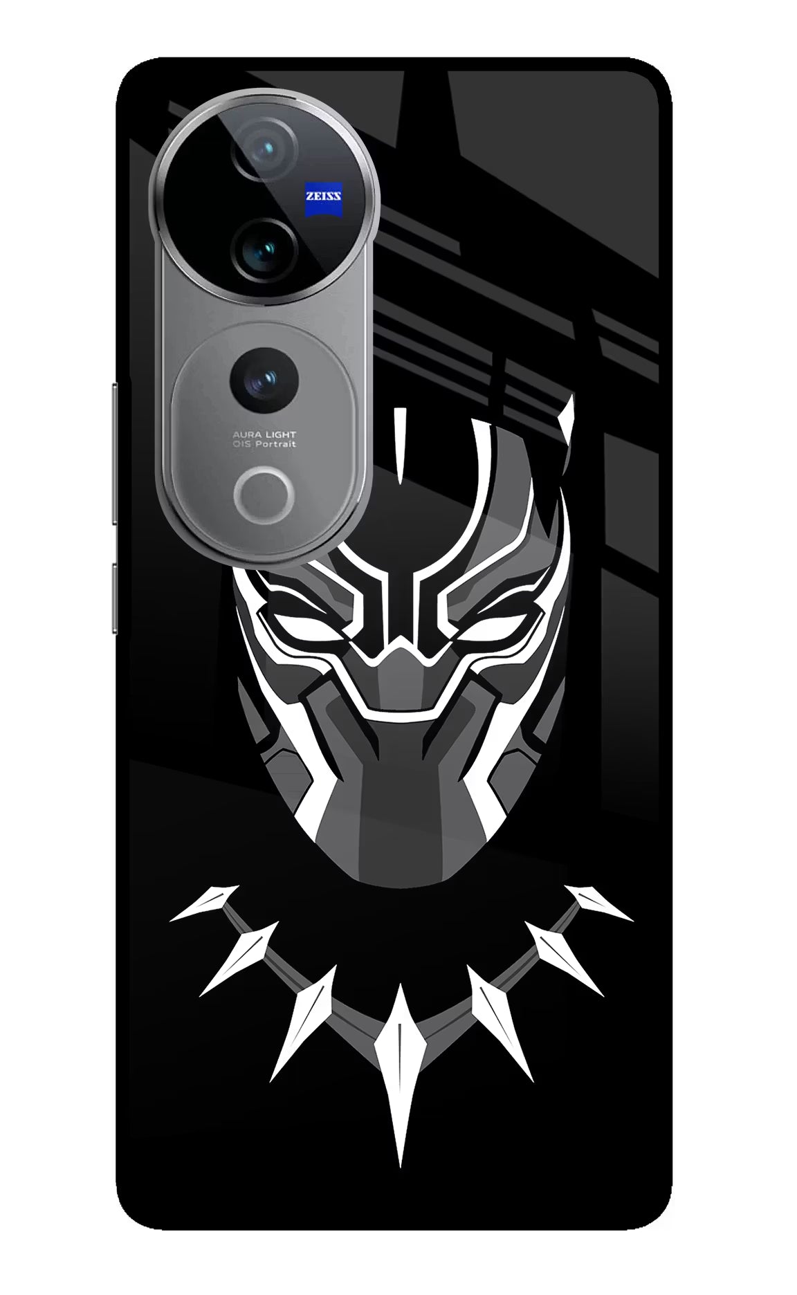 Black Panther Vivo V40 Pro 5G Glass Case Back Cover by Casekaro
