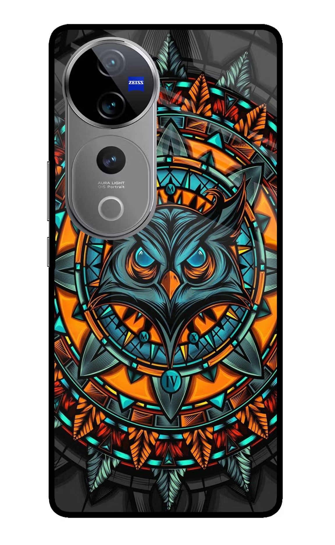 Angry Owl Art Vivo V40 Pro 5G Glass Case Back Cover by Casekaro