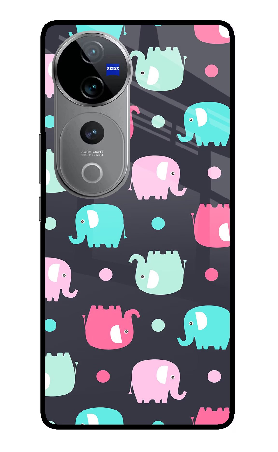 Elephants Vivo V40 Pro 5G Glass Case Back Cover by Casekaro