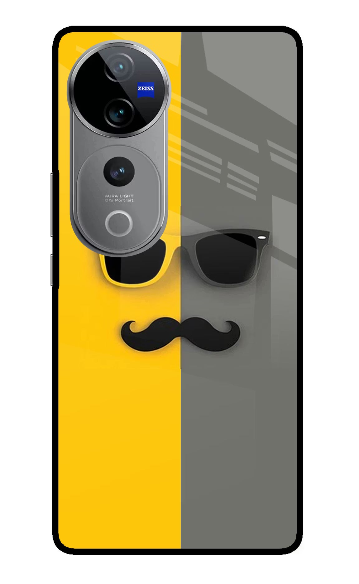 Sunglasses with Mustache Vivo V40 Pro 5G Glass Case Back Cover by Casekaro