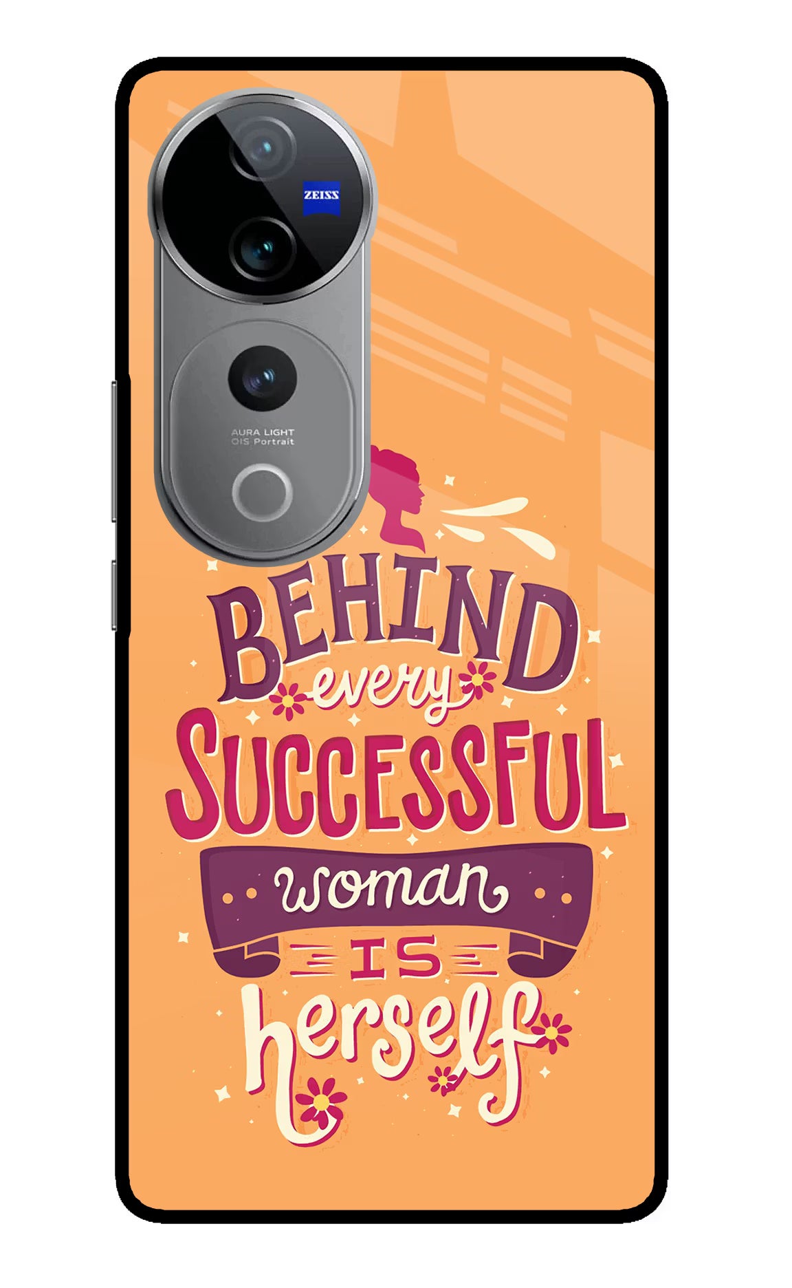 Behind Every Successful Woman There Is Herself Vivo V40 Pro 5G Glass Case Back Cover by Casekaro