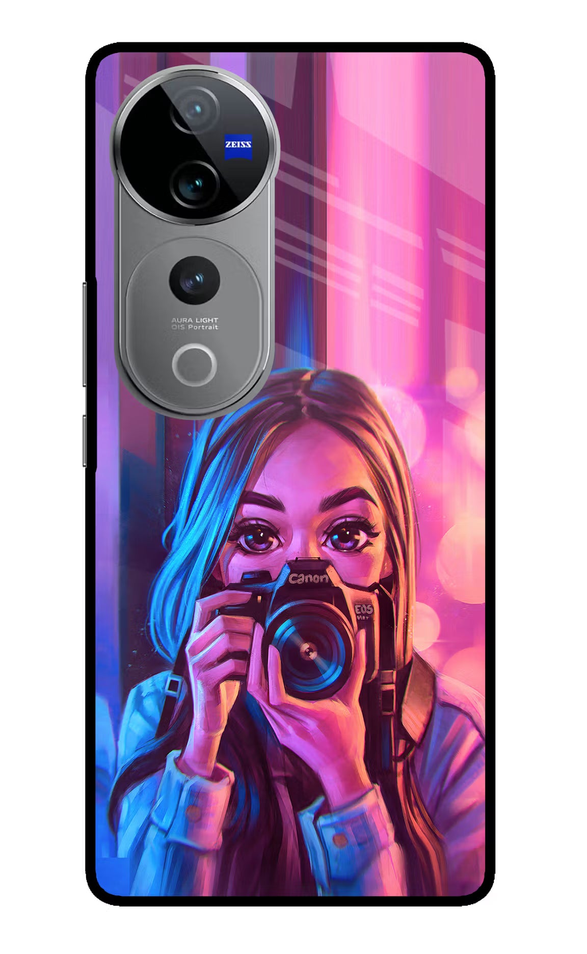 Girl Photographer Vivo V40 Pro 5G Glass Case Back Cover by Casekaro