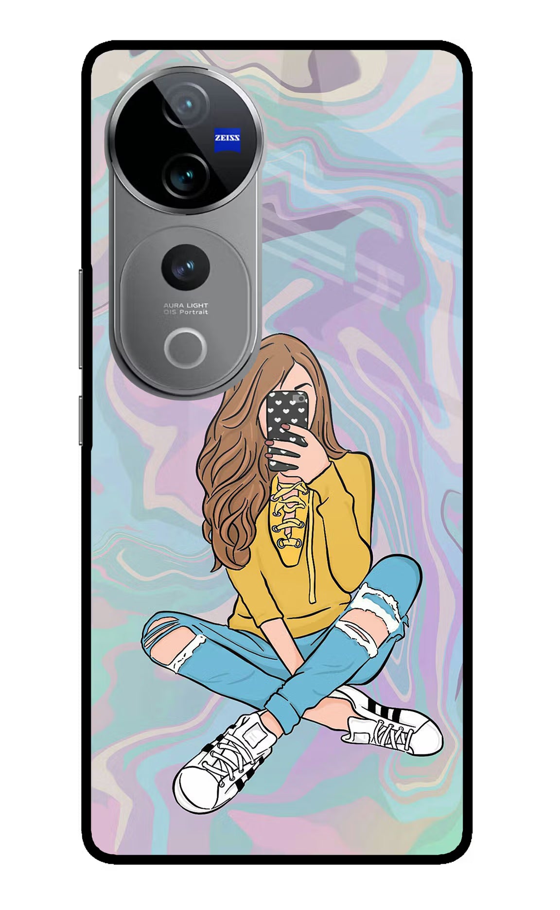 Selfie Girl Vivo V40 Pro 5G Glass Case Back Cover by Casekaro