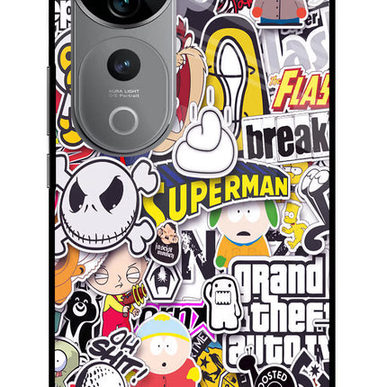 Sticker Bomb Vivo V40 Pro 5G Glass Case