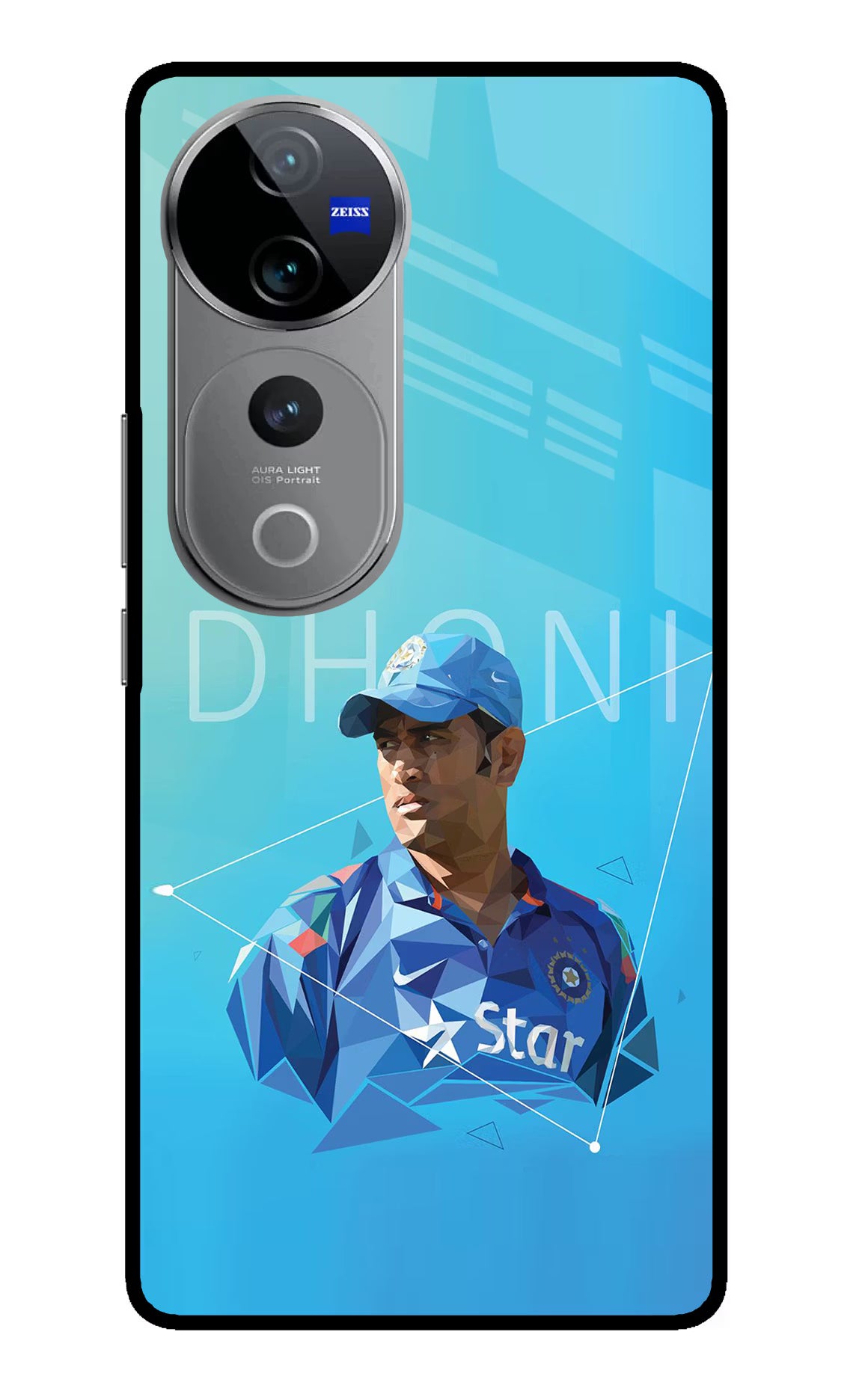 Dhoni Artwork Vivo V40 Pro 5G Glass Case Back Cover by Casekaro